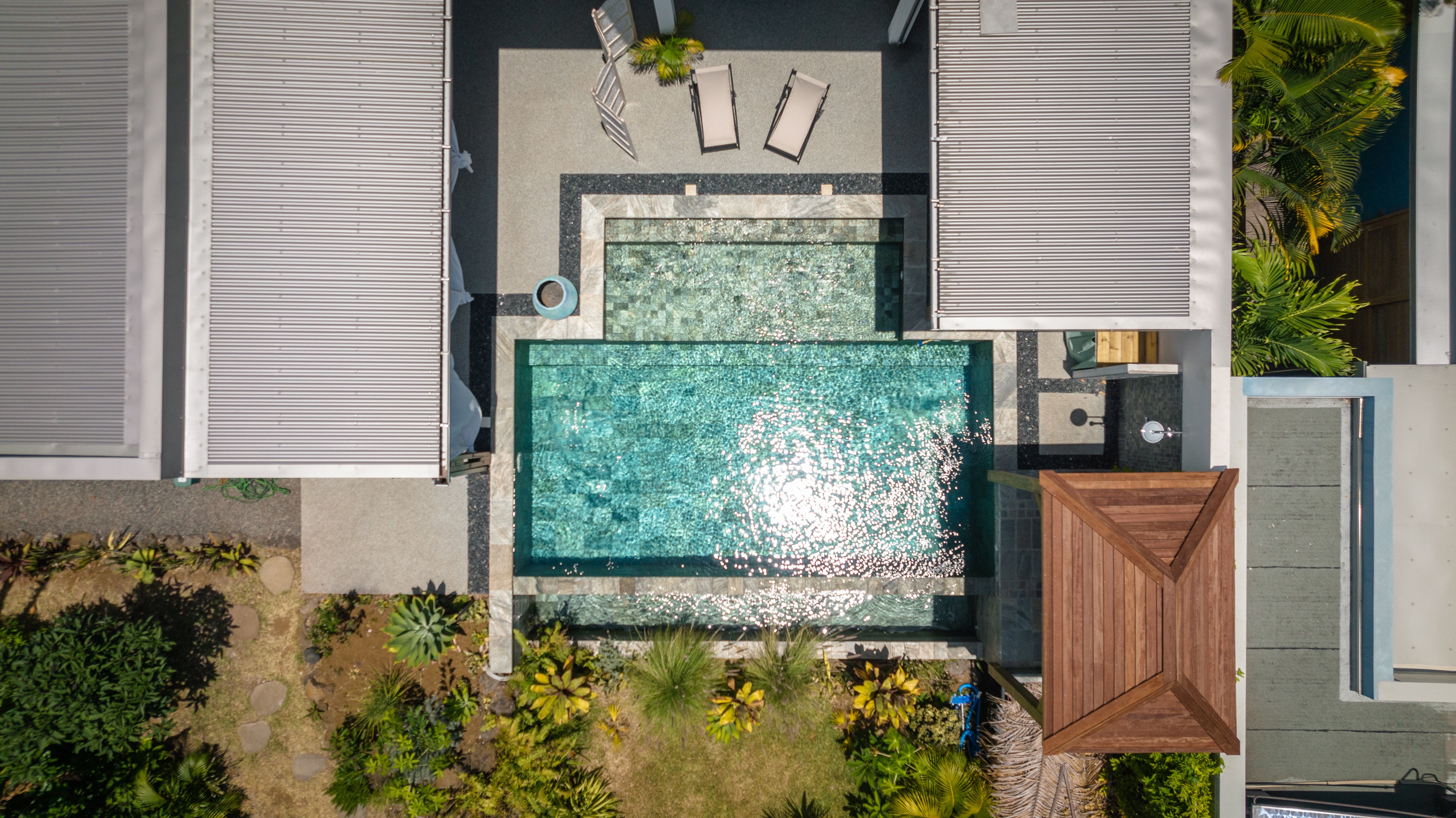 Piscine à débordement Vue aérienne